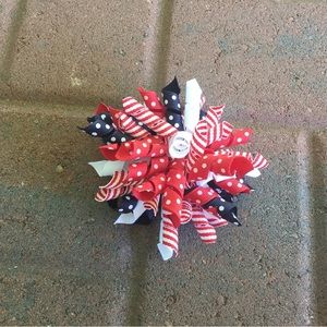 Handmade Red, White and Blue Korker Hair Bow.
